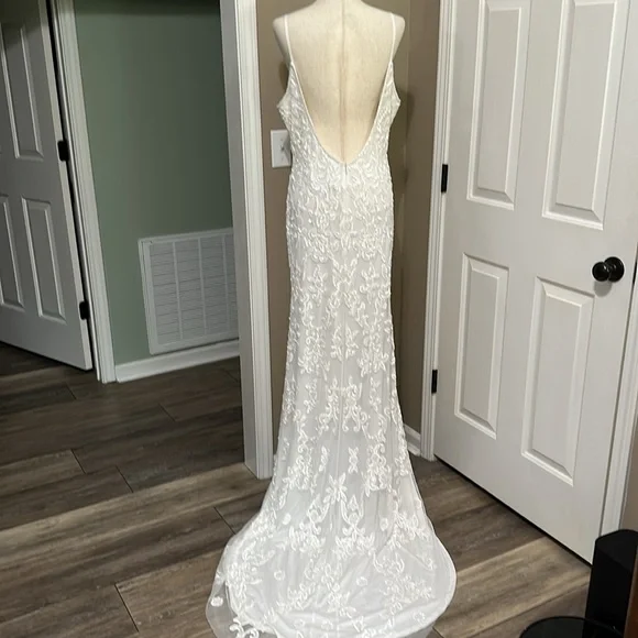 Lulus Everlasting Passion White Sequin Beaded Backless Maxi Dress